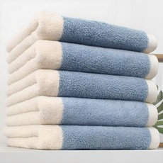 SOFT TOUCH 先染摩登&簡約條紋飯店毛巾 200g 40支精梳棉, 5個, 簡約-寶寶藍