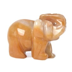 Justinstones 옐로우 재스퍼 코끼리 조각상 사무실 장식 레이키 차크라 크리스탈 힐링 가디언 책상 스톤 공예 보석 수집용 4.1cm(1.6인치) 136460, Justinstones 옐로우 재스퍼 코끼리 조각상 사