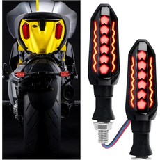 카 2PCS 오토바이 방향 지시등 LED 쿨 플로우 모터사이클 깜빡이 표시기 범용 12V 라이트 순차 지시등레드-앰버, Red Amber