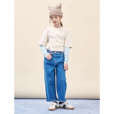 빈폴키즈 DENIM 여아 세미 와이드 데님 팬츠 - 블루 (BI5821G01P)