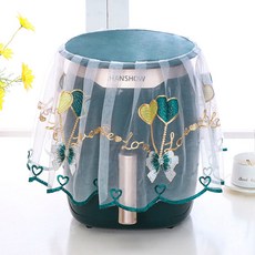 防塵蓋布 空氣炸鍋套 通用型 圓形 科技布藝 廚房防油 電飯煲防塵罩 微波爐蓋罩, 藍素面, 1個