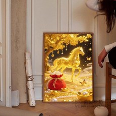 이리사 유화그리기 세트 재물 돈나무 황금말 캔버스페인팅 그림 명화그리기 캔버스액자 36-48색, 1개, 36-40색 60x80cm