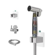 PWERAN 화장실용 휴대용 비데 스프레이 여성 세척용 조절 가능한 수압 켜기/끄기 스위치가 있는 화장실 제트 스프레이 아기 천 기저귀 세척용 호스 포함 스테인리스 스틸 무, PWERAN 화장실용 휴대용 비데 스프레이, 여성 세척