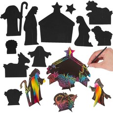 매직 컬러 스크래치 카드스톡 성탄 장면 스탠드업 12피스, 매직 컬러 스크래치 카드스톡 성탄 장면 스탠드업, 12