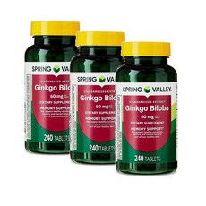 스프링밸리 징코빌로바 추출물 60mg 메모리 서포트 Spring Valley Ginkgo Biloba Extract, 3개, 240정
