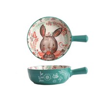 BLOWFISH FUGU 북유럽 캐릭터 손잡이 도자기 그릇 세트 라면 냉면 사용 홈식기 세트, 3개