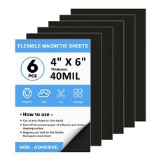 비접착성 자성 시트 4x6 6PCS 일반 자석 공예 및 다이 보관용 유연한 냉장고 제작, 4''x6'' 6PCS 40Mil