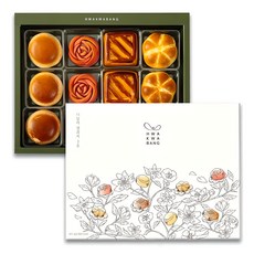 HWA KWA BANG 韓式傳統糕點禮盒 2號+提袋組, 李子糕餅 50g 3入+杏桃糕餅 59g 3入+栗子糕餅 50g 3入+鷹嘴豆糕餅 50g 3入, 1組