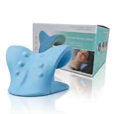 루틴핏 C커브 스트레칭 경추 지압 목 베개 블루, 1개