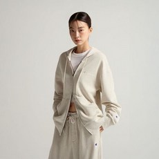 챔피온 스몰 로고 루즈핏 후드 집업 Oatmeal 188066