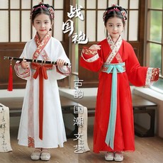 台灣出貨 國風洋裝 碎花裙 旗袍領 百褶裙 漢服女童連衣裙 春夏新款兒童古裝