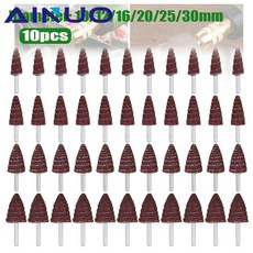 10Pcs 테이퍼 콘 그라인딩 헤드 샌드페이퍼 플랩 휠 드릴 용 연마 샌딩 Dremel 액세서리 6mm 생크 10-30mm, 240, 12x3mm