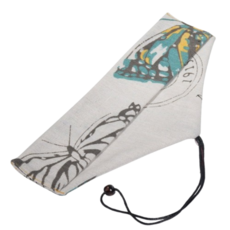 餐具收納綁繩收納袋 - 三角便攜餐具袋 刀叉湯匙筷子環保吸管收納袋 餐袋 婚禮小物, 1個, 橫開綁繩款, 藍蝶