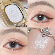 單色高光眼影 亮片珠光打亮 亮晶晶眼影臥蠶提亮 眼頭提亮 細閃打亮盤 修容高光盤 鎖骨打亮, 1個, DIKALU單色銀河高光▶02永夜星河