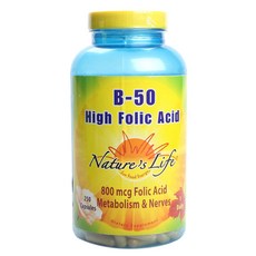 Nature's Life 葉酸 B-50膠囊 800mcg, 250顆, 1罐
