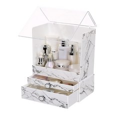 Hello Living 大理石紋帶蓋化妝品收納盒+2層抽屜盒, 1個