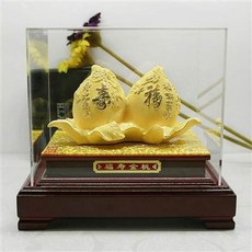 福壽金桃 擺飾, 高檔絨沙金壽桃擺件大壽賀壽祝壽禮品送長輩老人創意生日禮物實用, 1件