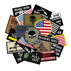 Esoes 후크 앤 루프 전술 패치 21개 미국 국기 모랄 자수 패치 벌크 배낭 모자 재킷 개 하네스 전술 가방 조끼용, 클래식, 클래식