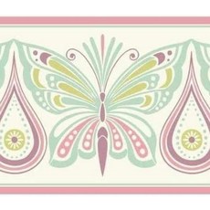 CONCORD WALLCOVERINGS 벽지 테두리 웨이벌리 나비 소녀 침실 파스텔 핑크 퍼플 그린 화이트 17.8cm x 4.6m(7인치 x 15피트) WK6845B, CONCORD WALLCOVERINGS 벽지 테두리 웨