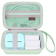 Elonbo VFU 라벨 메이커 기계용 휴대용 케이스 미니 프린터 열 여행 가방 스티커 보관 홀더 종이 테이프 메시 포켓 화이트, 초록색