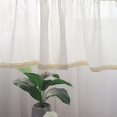 코너스톤: 셀프 인테리어 소품 린넨 레이스 바란스 커튼(150x45cm)