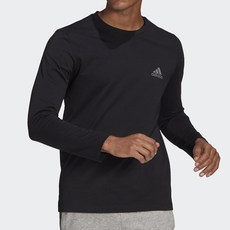 adidas 愛迪達 WWS印花圓領長袖T恤 黑色