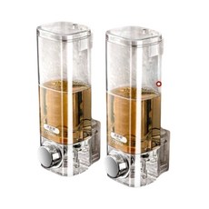 衛浴壁掛式按壓式皂液器 免打孔設計, 透明色, 2個
