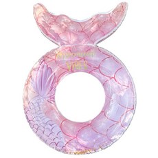有感選物 台灣現貨 網美造型泳圈 拍照泳圈 人魚泳圈 亮片泳圈, 星空美人魚-粉色#90, 1個