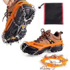 도매창고 체인형 등산용 10핀 스파이크 아이젠 겨울 눈길 낚시 캠핑 빙판길 미끄럼방지 파우치포함 운동화 등산화, 체인형 아이젠 - 블랙 (주머니증정)