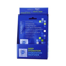 ANDALOU NATURALS 딥 하이드레이션 인스턴트 하이드레이션 & 리프레시 시트 마스크 싱글 페이스 마스크 각 17g(0.6온스) 6개(1팩), ANDALOU NATURALS, 딥 하이드레이션, 인스, 1, 6