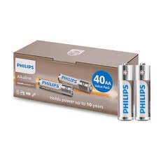 필립스 알카라인 AA 대용량 건전지, 1개, 40개입