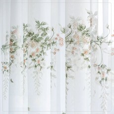 PC 유럽 놓은 TULLE 커튼 거실 침실 발코니 포도 VOILE 깎아 지른 파티션, W100cmXH200cm 1PC, 당겨 주름 테이프, 1개
