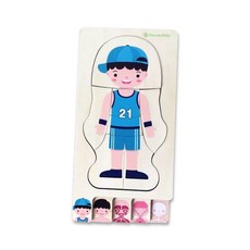 [노벨랜드] GB 어린이신체퍼즐 원목교구 장난감 레이어드퍼즐, 남자아이, 29피스, 1개
