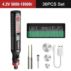 미니 연마기 옥 전기 드릴 마이크로 회전 도구 조각 펜 키트 5000-19500r 4.2V, Type A 36PCS Set, 02 Type A 36PCS Set, 02 Type A 36PCS Set