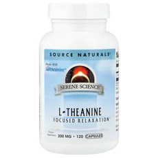 Source Naturals 소스내추럴스 L-테아닌 200mg 120 캡슐 테아닌 보충제, 1