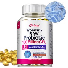 Pslalae 女性益生菌 1000億CFU 34種菌株 含益生元與消化酶 120顆植物膠囊, 60組