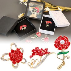 카네이션 브로치 고급형 코사지 뱃지 부토니에 어버이날 스승의날 옷핀 배지 꽃 보석 브러치