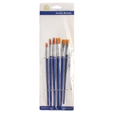 BAYTE 6入黃毛水彩筆藍桿中號套裝 美術繪畫筆刷組, 1套