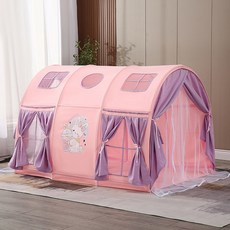 벙커텐트 두꺼운 커튼 95CM 140 DS 동굴침대 벙커 WB 실내 방한 텐트 80, 핑크 퍼플 래빗 망사 스타일, 140x90x95cm