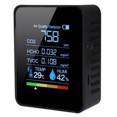 空氣品質檢測儀 溫度 濕度 甲醛 二氧化碳 TVOC 偵測器, 1個, 空氣品質檢測儀 5合1(顏色隨機)