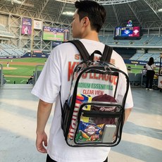 로로포우 야구 직관 가방 투명 백팩, 1개, 블랙