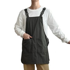 두리앤고 남녀공용 앞뒤 양면 카페 앞치마 방수, 딥카키, 1개