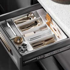 Qiaokao 분리식 싱크 서랍 수저 정리함 51cm, 1개, 화이트