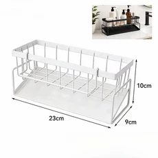 주방 싱크 배수 랙 스폰지 보관 수도꼭지 홀더 비누 드레이너 수건 선반 주최자 악세사리, Upgraded B White