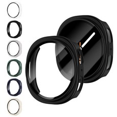 갤럭시 워치호환 강화 유리 보호필름 & 하드 PC 전체 보호 케이스 2개입 4개입 4 5 6 7 8, 투명/실버/스타라이트/미드나이트 블루/그린/블랙