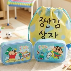 짱구는못말려 피크닉 2단 도시락가방 장난감 어린이집 유치원 소풍 피크닉, 1개, 블루