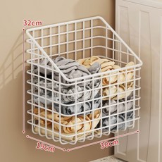 壁掛式可折疊臟衣簍 - 免打孔安裝，節省空間，浴室洗衣間收納好幫手, 白色大號-【斜開口款】