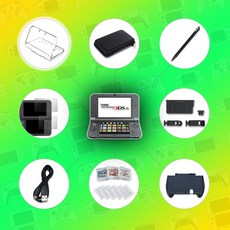 new 3DS XL (LL) 8종 용품 풀세트 패키지 (투명케이스 보호필름 파우치 그립케이스 충전 케이블), 1개, NEW 3DS LL, 세트상품