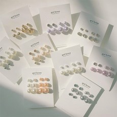 베이직 진주 큐빅 귀걸이 세트 6종 심플 기본 펄