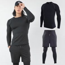 男士肌肉貼合長袖防曬衣 + 短褲打底褲套裝 ra-59